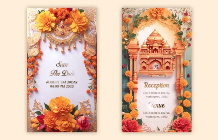 Beautiful 3D Hindu Wedding Invitation Insta Story